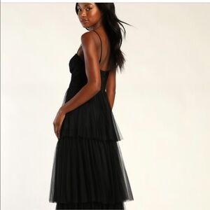 Black Tulle Tiered Formal Dress